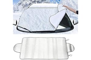 GEMINI_MALLL Gemini_mall Car Windshield Cover, Protective Windscreen Cover, Snow Ice Frost Sun UV Dust Water Resistent, Pefect for Cars SUVs in all Weather Summer and Winter Silver