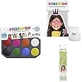 Snazaroo Water Based Face Paint Palette, 8x18ml + Face Paint Brushes, Set of 3 + High Density Sponges, Set of 2