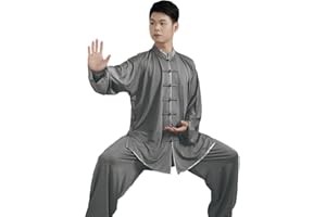 BBLAC 2KEY Ropa de artes marciales | Uniformes tradicionales chinos para Tai Chi y Wing Chun | Traje unisex hecho de seda de leche | Trajes ligeros para meditación y qigong