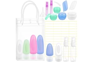 AKONE 20 Stück Silikon Reiseflaschen, Reiseflaschen zum Befüllen Set 90ml/60ml/40ml, Reisegrößen Kosmetik Auslaufsichere Reiseset, Leer Reise Kosmetik Behälter für Toilettenartikel【BPA-Frei】