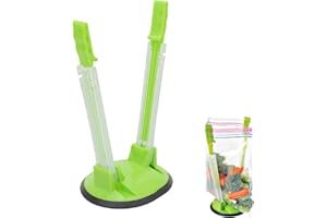 LOMYLM Baggy Rack Stand Plastic Bag Holder Adjustable Food Storage Bag Stand Freezer Bag Holder Baggy Rack Sandwich Bag Racks Food Prep Bag Holder (Green)
