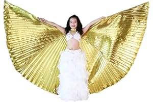 Leemiman Kids Isis wings Belly Dance Costumes Isis wings for Girls with Sticks (Gold)