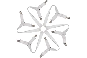 BaiJ Elastyczny napinacz prześcieradła, 3-drożny, 6-stronny napinacz prześcieradła, regulowane zapięcia do prześcieradła uniwersalnego i kwadratowego, kolor biały