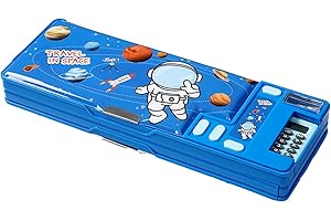 LilyBeauty Pop Up Multifunción Estuche para Niñas y Niños, Lindo Dibujos Animados Caja Organizador Papelería Sacapuntas Planificación Material Escolar para Niños PC50, azul, medium, PC10