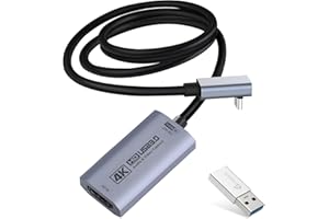 Guermok 4K 60FPS Video Capture Card, L-Shaped USBC, 3.3ft, 1080P 240FPS USB3.0 HDMI to USB A/C Capture Card for Streaming, Works with Pad/Mac OS/PC, Quest 3, OBS, PS4/5, Switch2/1, Xbox/Camera