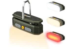 BougeRV Lámpara de camping con 3200 mAh, luz con sensor recargable, 380 lúmenes, linterna de camping con gancho e imán, para camping, viaje, emergencia, color verde oscuro
