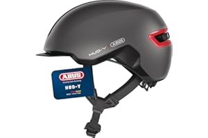 ABUS Urban Helm HUD-Y à LED arrière magnétique Rechargeable & Fermeture magnétique - Casque de vélo Cool pour Usage Quotidien - pour Hommes et Femmes