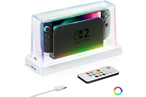 HEYSTOP Switch 2 Staubschutzhülle für Nintendo Switch 2 Dock, Switch 2 Schutzhülle für Nintendo Switch 2 Zubehör mit Mehreren LED-Beleuchtungsoptionen, Staub- und Kratzfest