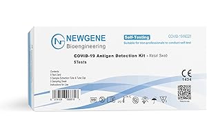 NEWGENE Bioengineering – 5 x Tamponi Covid 19 Rapido Nasale, Test Kit Rapido Tampone per l'Antigene SARS-COV-2, Scatola da 5 Test