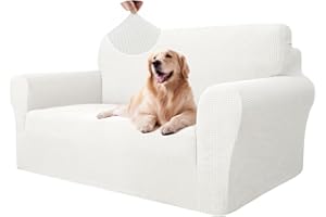 ‎YSTYLE Ystyle Sofa überzug 2 Sitzer Mit Armlehne, Stretch Sofabezug rutschfest, Modern Sofa Cover Für Hunde Haustiere, Atmungsaktiv Couch überzug Mit Elastic Bottom, Weiß