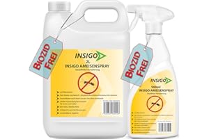 INSIGO NSIGO Ameisenspray 2 Liter + 500ml | Hochwirksames Ameisen Mittel | Fleckenfreie Ameisen Abwehr | bei Larven & Eier auf Wasserbasis