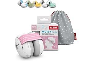 Alpine Baby Muffy Casque Anti Bruit Bébé : Protection Auditive Pour Bébés et Tout-Petits Jusqu'à 36 Mois - Certifié CE - Améliore le Sommeil Pendant les Déplacements - Réglable et Confortable - Rose