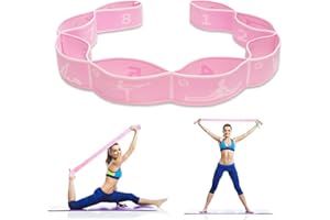STIEDEY Yoga Stretching Bands, Elastic Flexibility Yoga Stretching Strap with 8 Adjustable Loops, Yoga Belt for Stretching Yoga Equipment for Beginners, Pilates, Dance, Flexibility Training