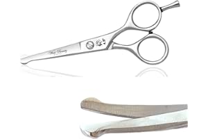WISH BEAUTY,THE ROYAL ELEGANCE wishbeauty - Tijeras de peluquería para niños, puntas redondas y curvadas, tijeras de corte de pelo para niños, tijeras de peluquería profesionales para bebés (tijeras curvadas plateadas de 4.5