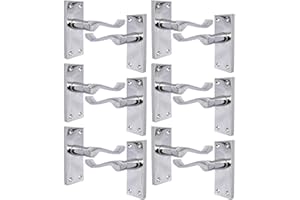 Haven Heritage Victorian Scroll Lever Door Handles on Plate – Classic Traditional Interior Handles – Lock & Bathroom Variants – Multiple Pack Sizes (6 Pairs)