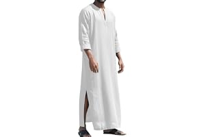 LVCBL Kaftan för män, lång herrkaftan, med fickor, universell passform, M-3XL