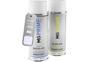 MG PRIME Peinture Voiture Bombes aérosols pour MAN LB9A Candy Weiss Basislack Klarlack Spraydose 400ml