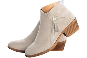 ticticlily Bottines Femmes Vintage Loisir Cowboy Bottes Bottines Chaudes ImperméAble Confortable Sans Lacet Chaussures D'Hiver Avec Fermeture éclair Comfort Talon épais Bottes Motardes Femme Bottes