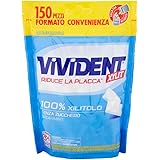 Vivident Xylit Chewing Gum allo Xilitolo Senza Zucchero, Riduce la Placca, Gusto Spearmint, 1 busta da 150 Gomme da Masticare
