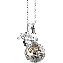 Nenalina 925 Silber Halskette Mit Engelsflüsterer Anhänger & Klangkugel – Collier 80 Cm, Modell EFS-016