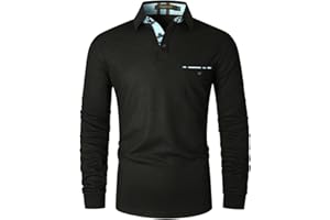 VMSUCIJ Polo Homme Manches Longues Polos Classique à Couleurs Bloquées Light Polo de Golf T-Shirt