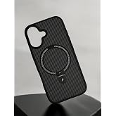[CARBONHOLDER] iPhone 17 ile uyumlu Standlı Manyetik &Ouml;zellikli Premium Carbon Y&uuml;zey Telefon Kılıfı
