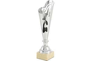 PALLART Art-Trophies TP099 - Trofeo Sportivo, a Forma di Cono Astratto, 25 cm, Colore: Argento
