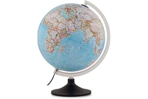 TECNODIDATTICA National Geographic - Globo terráqueo de plástico, iluminado, 30 cm, color azul (Mapiberia Carbon Classic)