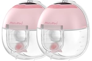 MomMed S33 Wearable Breast Pump – Double Hands-Free Electric Breast Pump with 4 Modes, 9 Suction Levels, Night Light, Portable Quiet & Rechargeable, 17/19/21mm Flange Inserts (Pink, 2 Pack)