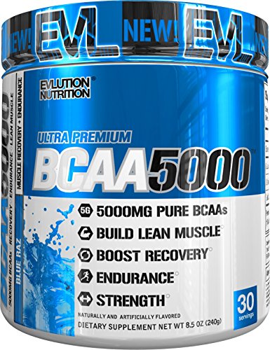 Evlution Nutrition BCAA 5000 | Integratore In Polvere Di Amminoacidi Ramificati Contiene 5 Grammi di BCAA Di Qualità Premium | Confezione Da 30 Dosaggi Al Gusto Lampone Blu