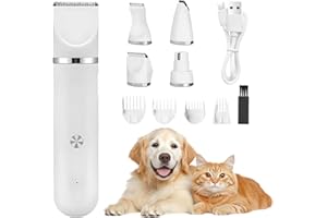 Journeyside 4 en 1 Cortapelos para Perros Profesional, Cortapelos para Perro y Gatos, Silencioso Cortapelos para Perros Recargable con 4 Cabezales de Corte Multifuncionales para Todo el Cuerpo