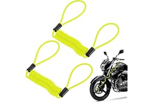 GROSION 2 PCS Motorcycle Reminder Spring Cable,1.5 M Motorcycle Disc Lock Reminder Cable,Yellow Disc Lock Reminder Cable for Motorcycle Lanyard,Brake Lock Warning Cable,Bike Handlebar