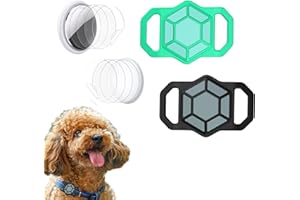 Aukvite Hundehalsband 2 pcs, Hülle mit Airtag Hundehalsband, AirTag Case für Hund und Katzenhalsband, Silikon Schutzhülle für Airtag Cover GPS Tracking Haustierzubehör (hellgrün+schwarz)