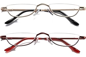Hubeye Metalowe okulary do czytania z półksiężycem dla kobiet i mężczyzn sprężynowe zawiasy małe okulary do czytania