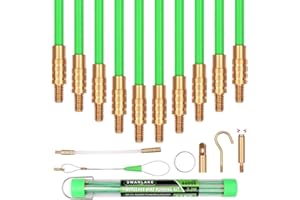SWANLAKE GARDEN TOOLS SWANLAKE 11' Fiberglass Running Wire Cable Coaxial Electrical Fish Tape Pull Push Glow Rods kit