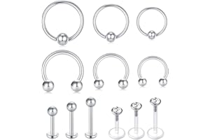 Briana Williams Septum Piercing Aro Nariz Herradura Acero Quirurgico 16G Helix con Bolitas Pendientes de Oreja Plata 6/8/10/12mm