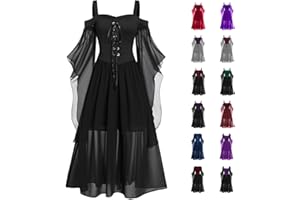 CHDIRNELY Medieval Costume Women,Gothic Clothes Renaissance Dress Plus Size UK Steampunk Corset Dress Fancy Dresses Long Maxi Dress Christmas Halloween Costumes