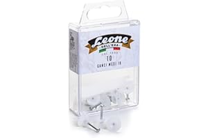 Leone Dell'Era 10 Ganci medi appendere quadri con chiodi in acciaio temprato - Scatola appendibile - Made in Italy, Bianco