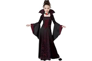 EMLOHSOL Elegante Gothic Vampirkostüm Halloween -Kostüm Mädchen Halloween Vampirkostüm Kostüme Kinder Verkleidung Fasching Karneval Cosplay