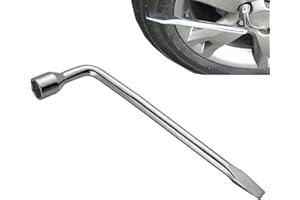 CLKE - Llave de rueda de repuesto tipo L, fuerte par de 17 mm desmonta rueda cabeza plana, multifuncional para ahorrar esfuerzo, para reparación de coche (plata)