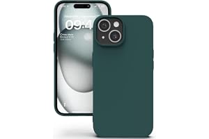 YATWIN Silicone Back Case for iPhone 15, Soft-Touch Phone Back Cover for Apple iPhone 15 - Dark Green