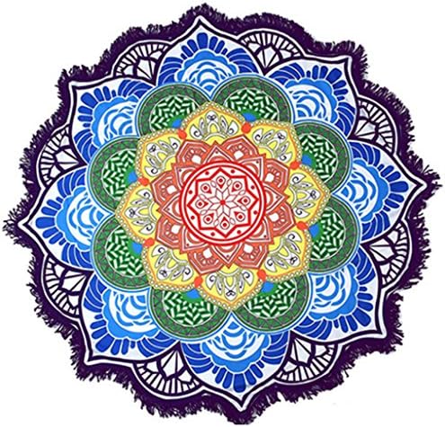 GUBENM Round Lotus Colorful Beach Towel Wall Hanging Beach Tapestry Bohemian Flower Printed Shawl