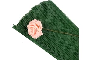 Rmeet Alambre de Tallo,Floral Wire 100 Pack Verde Floristas Alambres de Calibre para Flores Artificiales Boda Decoraciones Artesanía 8MM*40CM 22#