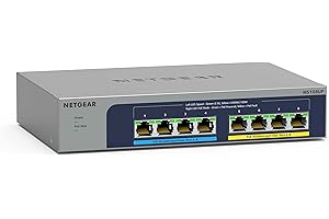 Netgear MS108UP Przełącznik PoE 8-Portowy Przełącznik Multi-Gig LAN Ultra60 PoE++, 4 Porty PoE+/++ Każdy z Budżetem 230 W, Przełącznik Sieciowy Ethernet