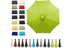 HonunGron Anti UV 50+ Auvent De Remplacement pour Parasol 2m/2,7m/3m, 6 Baleines/8 Baleines Toile De Parasol Déporté Remplacement pour Cour,Jardin,Plage,Terrasse (2.7m - 6 Ribs,Vert Herbe)