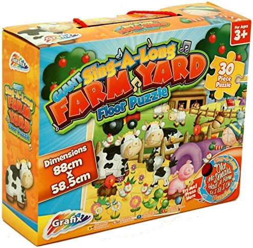 Giant farm yard animal old MacDonald musical sing-a-long jigsaw puzzle set - Have fun completing this giant 30 piece musical sing-a-long floor jigsaw puzzle.