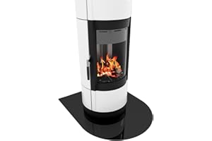 ‎BIJON BIJON Glasplatte Schwarz Rundbogen für Kaminofen mit Dichtlippe, Glasbodenplatte - Funkenschutzplatte Glas mit polierter Kante, Kamin Hitzeschutz, ESG Sicherheitsglas 80 x 100 cm x 6mm