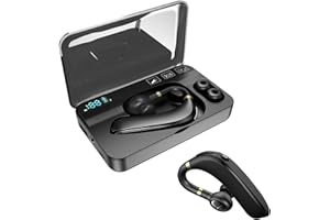 XMENHA Wireless Single-Ear Bluetooth Headset Handsfree Earpiece with Microphone IP54 Waterproof Hands Free ENC Noise Cancelling In Ear Headphones with Mic for iPhone Android Trucker Driving Office Business