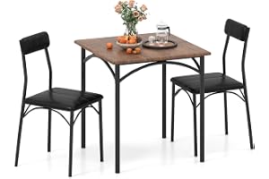 COSTWAY Matgrupp, matbord med 2 stolar, kvadratiskt köksbord och 2 stolar med vadderade sitsar, platsbesparande matrumsgrupp, sittgrupp för matsal, kök
