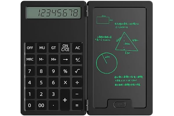 WANGCL Calculatrice de poche avec bloc-notes effaçable LCD tablette d'écriture portable USB mini calculatrice pour bureau école – Noir